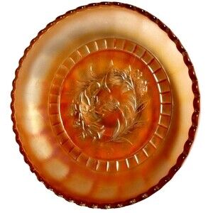 Vintage Carnival Glass Dugan Windflower Decorative Bowl 7 1/4"